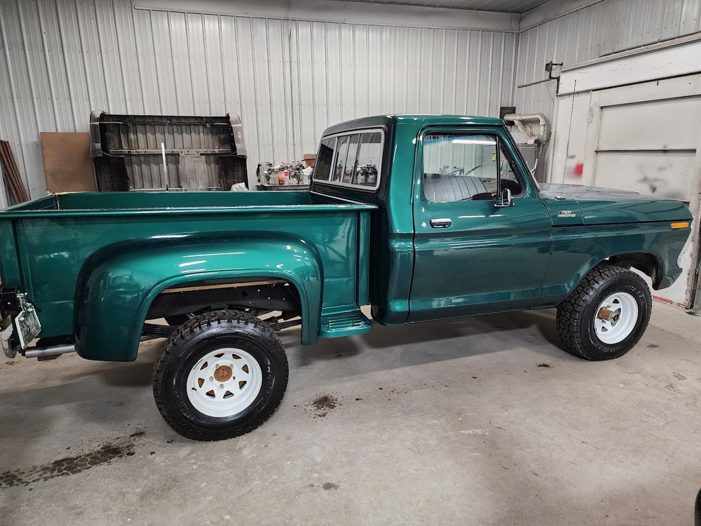 Front-end collision repair on a pickup truck at Gurden's Body Shop, Cadillac, MI