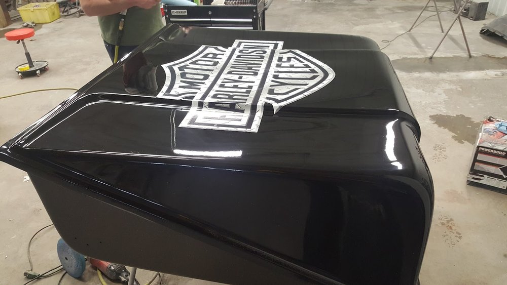 Bumper repair and reskin at Gurden's Body Shop, Cadillac, MI