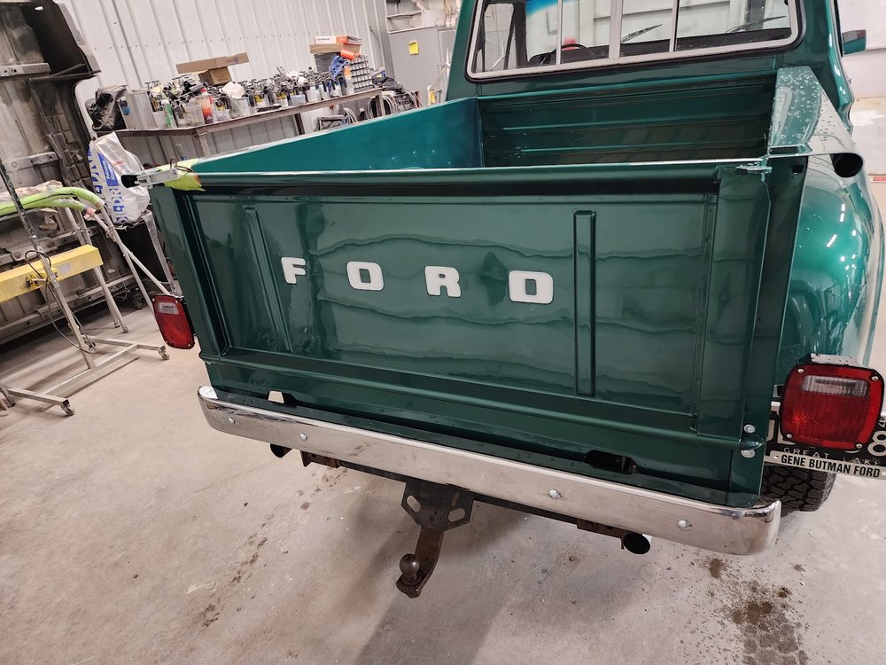 Frame straightening on the frame rack at Gurden's Body Shop, Cadillac, MI