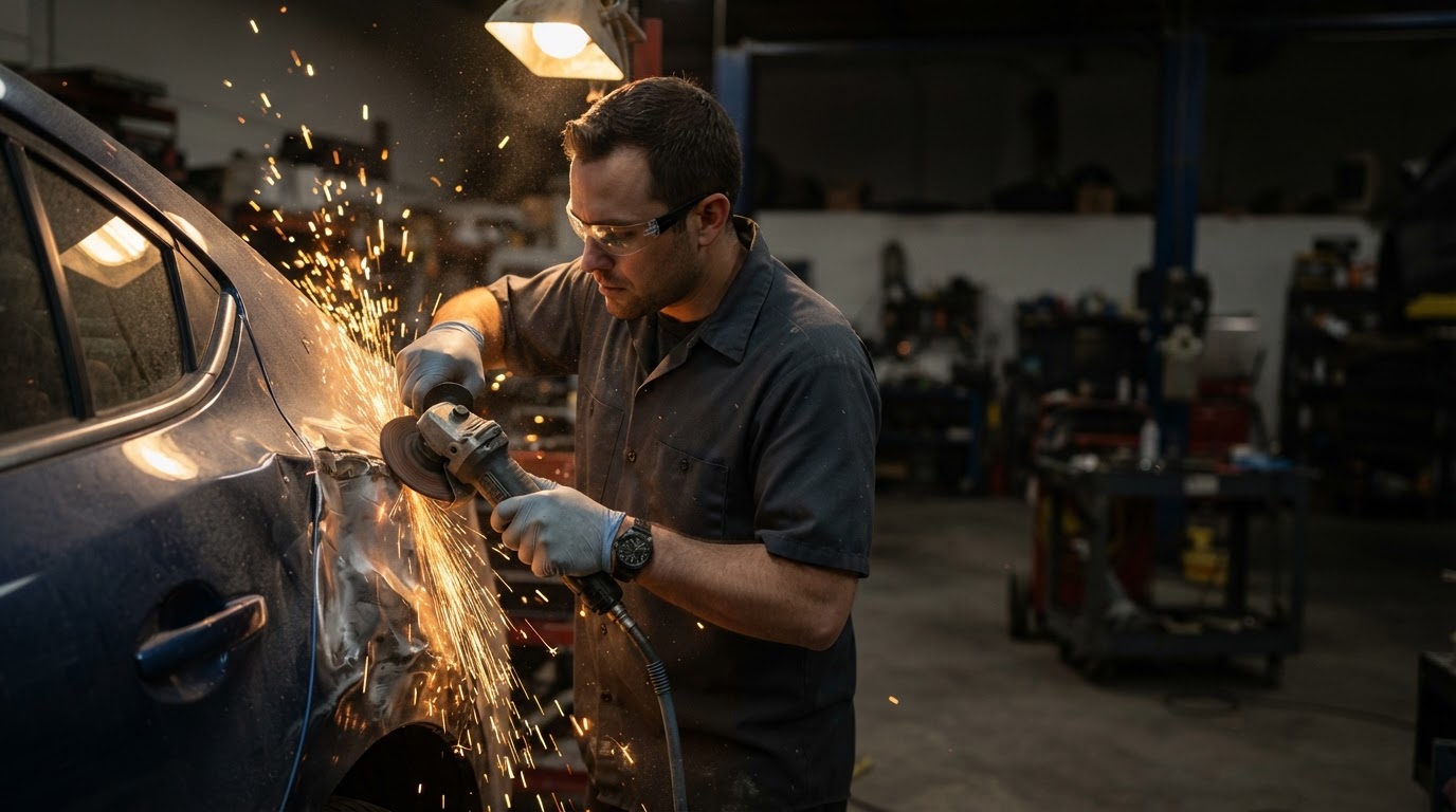 Collision Repair being performed at Gurden's Body Shop in Cadillac, MI